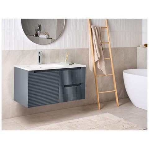 Mobile Lavabo A Parete Con Lavabo Vala 100 Cm Grigio Grafite - Foto 1