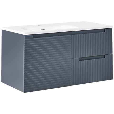 Mobile Lavabo A Parete Con Lavabo Vala 100 Cm Grigio Grafite - Foto 2