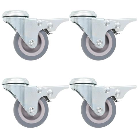 Lusso Casadino -  Ruote Girevoli Con Foro Per Bulloni E Doppio Freno 4 Pz 50 Mm - Foto 2