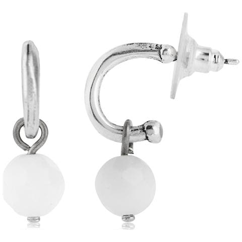 Mini Orecchino A Cerchio In Argento Sterling Con Cristallo Bianco Placcato In Argento Sterling - Foto 1