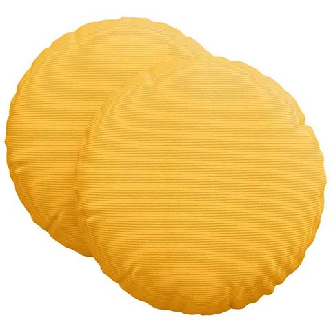 Cuscini per Seduta 2 pcs Giallo Chiaro Ø 80 cm Tessuto in Cords - Foto 1