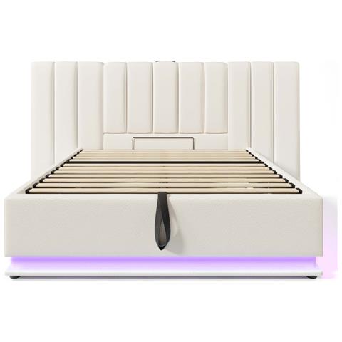 Letto Imbottito Capiente Con Finitura Pu E Ampio Vano Contenitore - Foto 2