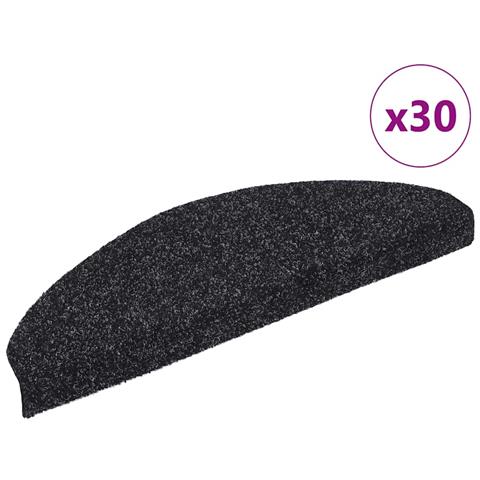 Tappetini per scale autoadesivi 30 pz 65x21x4 cm neri semicircolari grandi - Foto 1