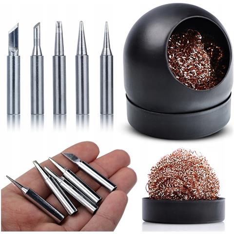 Set Di Punte Saldanti 900m - 5 Punte + Pulitore In Metallo | Compatibile Con Stazioni Wep, Yihua, 936, 858d+ | Alta Qualità E Precisione - Foto 1