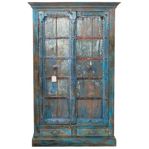 Armadio In Legno Artigianale Blu 91x38x188h - Foto 2
