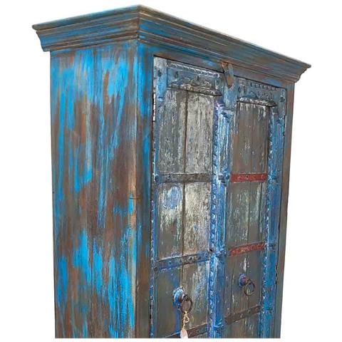 Armadio In Legno Artigianale Blu 91x38x188h - Foto 5