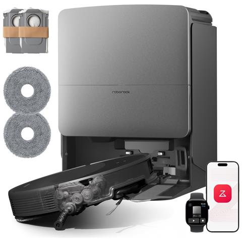 Saros 20 Set Robot Aspirapolvere 36.000Pa, Supera Ostacoli da 8,8cm, Anti-Groviglio, Evita Oltre 300 Oggetti, Lavaggio Mocio con Acqua a 100°C, Nuovissima RockDock, Videochiamata, Hello Rocky - Foto 1