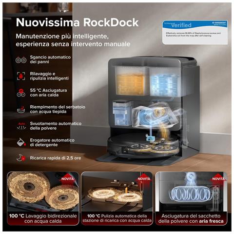 Saros 20 Set Robot Aspirapolvere 36.000Pa, Supera Ostacoli da 8,8cm, Anti-Groviglio, Evita Oltre 300 Oggetti, Lavaggio Mocio con Acqua a 100°C, Nuovissima RockDock, Videochiamata, Hello Rocky - Foto 8