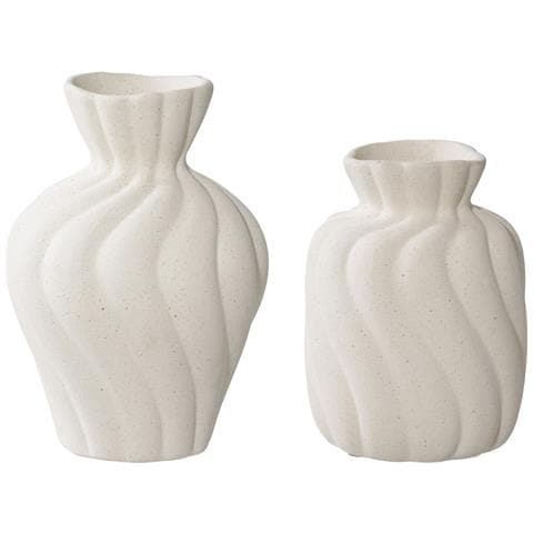 Set 2 Vasi In Ceramica Bianca Con Superficie A Spirale (misure S /l) - Foto 1