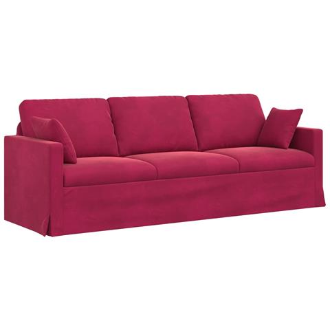 Divano Rosso Vino 228 x 78 x 80 cm Velluto - Foto 1
