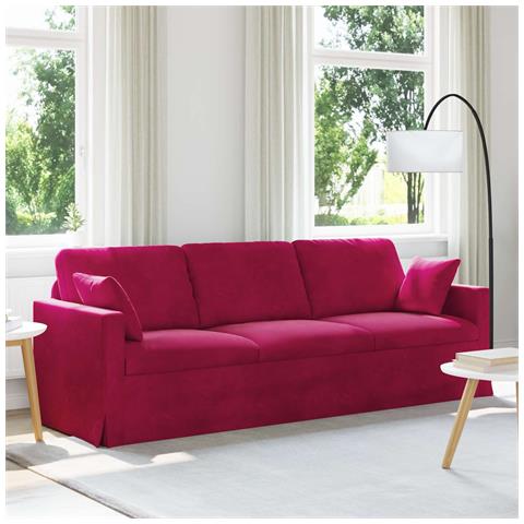 Divano Rosso Vino 228 x 78 x 80 cm Velluto - Foto 2