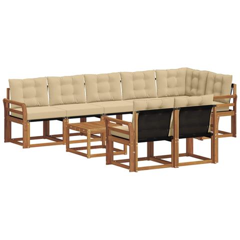 Set di divani da esterno con cuscino 9 pcs Naturale e Beige - Foto 1