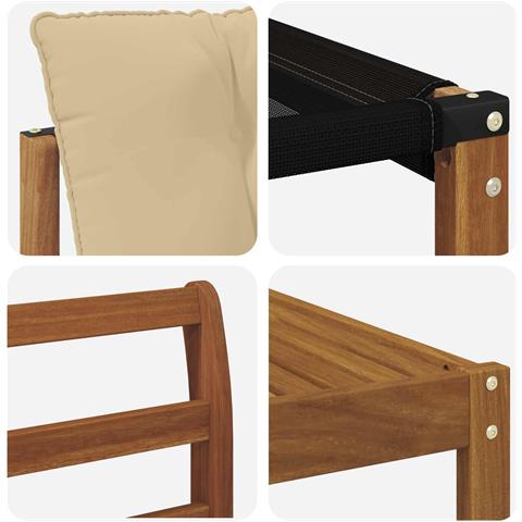 Set di divani da esterno con cuscino 9 pcs Naturale e Beige - Foto 9