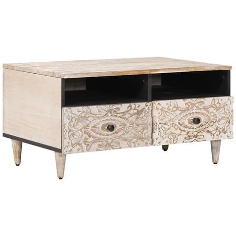 Tavolino da salotto con cassetto Bianco 80 x 54 x 40 cm - Foto 1