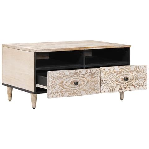 Tavolino da salotto con cassetto Bianco 80 x 54 x 40 cm - Foto 2