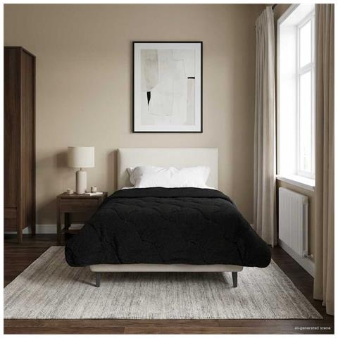 Duvet Estivo Nero 140 x 220 cm Microfibra e Fleece Teddy - Foto 2