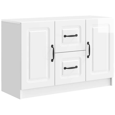 Credenza Bianco Lucido 89 x 34,5 x 57 cm Legno ingegnerizzato - Foto 1