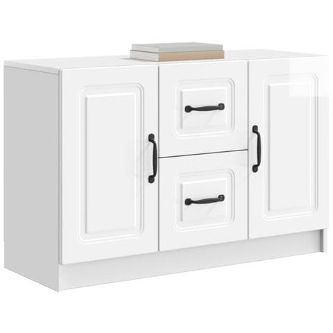 Credenza Bianco Lucido 89 x 34,5 x 57 cm Legno ingegnerizzato - Foto 2