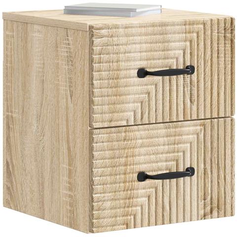 Mobiletto da notte a muro 2 pcs Rovere Sonoma 34,5 x 33 x 40 cm - Foto 2