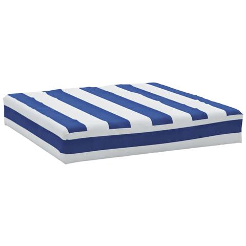 Cuscino Pallet Strisce Bianche e Blu 60x60x8 cm Tessuto Oxford - Foto 1