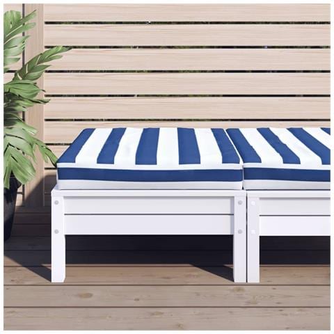 Cuscino Pallet Strisce Bianche e Blu 60x60x8 cm Tessuto Oxford - Foto 2