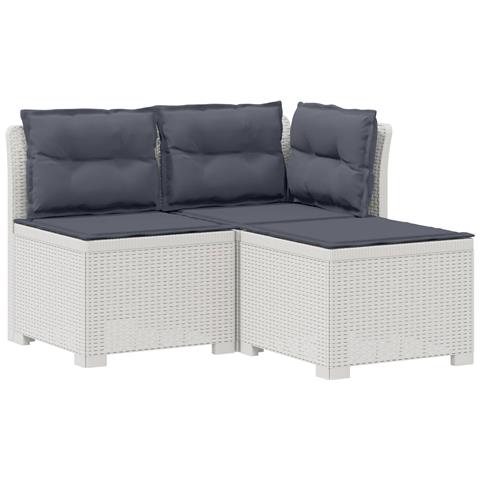 Divano da giardino 3 posti con cuscini in look rattan PP Bianco - Foto 1
