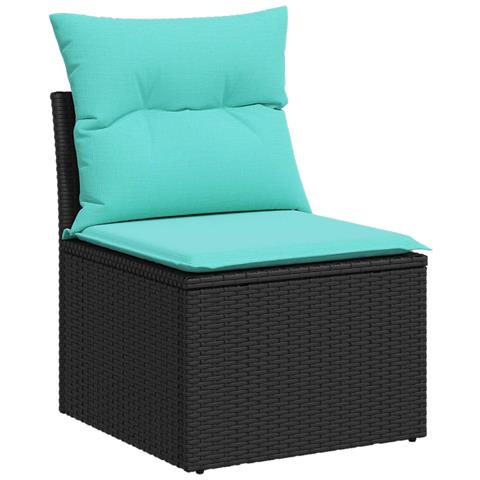 Set di divani 8 pz Nero e Blu Rattan sintetico e Acciaio - Foto 10