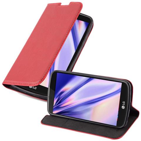 Custodia Compatibile Con Lg K10 2016 In Rosso Mela - Coperchio Protettiva Con Chiusura Magnetica, Funzione Stand E Tasca Per Le Carte - Foto 1