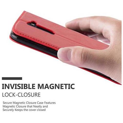 Custodia Compatibile Con Lg K10 2016 In Rosso Mela - Coperchio Protettiva Con Chiusura Magnetica, Funzione Stand E Tasca Per Le Carte - Foto 5
