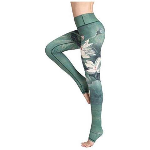 Yoga Pantaloni Lunghi Di Ghette Delle Donne Di Sport Corsa Collant A Vita Alta Stretch Fitness Pantaloni (s Verde) - Foto 1