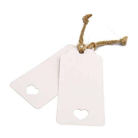 Bianco Tag 200 Pcs Regalo Tag 45 Centimetri X 95 Centimetri Favore Bella Del Cuore Della Cavit Di Nozze Tag E Price Tag Con 200 Feet Juta Spago Lunghe Per Etichette E Fai Da Te Tag - Foto 2