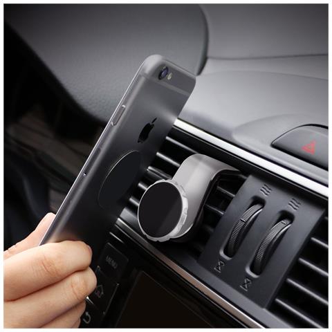 Supporto Auto Smartphone Sistema Magnetico Fissaggio Griglia Aerazione - Argento - Foto 10