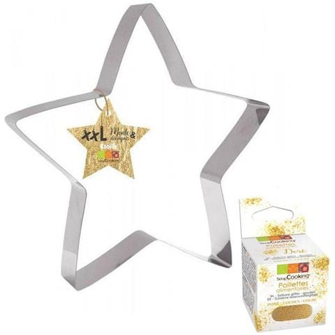 Tagliabiscotti Xxl In Acciaio Inox Stella + Glitter Alimentare Oro - Foto 1