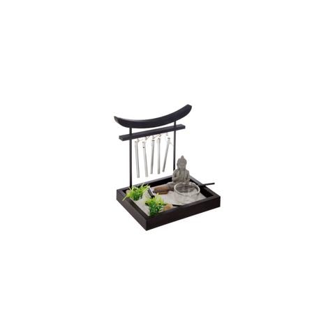 Decorazione Con Figura Buddha E Campane Giardino, 15 X 12 X 16,5 Cm, Nero - Foto 5