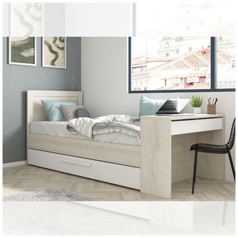Letto 1950 Con Scrivania Integrata E Letto Estraibile Reversibile Bianco Vintage E Bianco - Foto 2