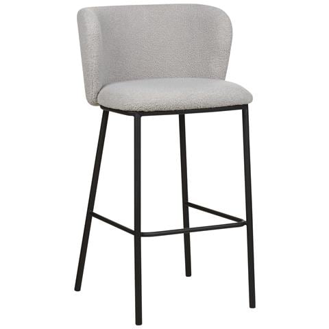 Set Di 2 Sedie Alte Mina Bouclé Grigio Chiaro - Foto 8