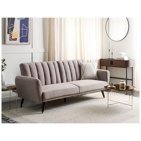 Divano Letto 3 Posti Vimmerby Tessuto Marrone Chiaro - Foto 1