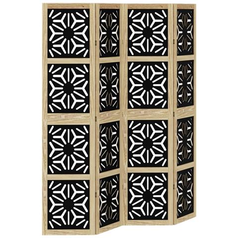 Divisorio Ambienti 4 Pannelli Marrone E Nero Massello Paulownia - Foto 2