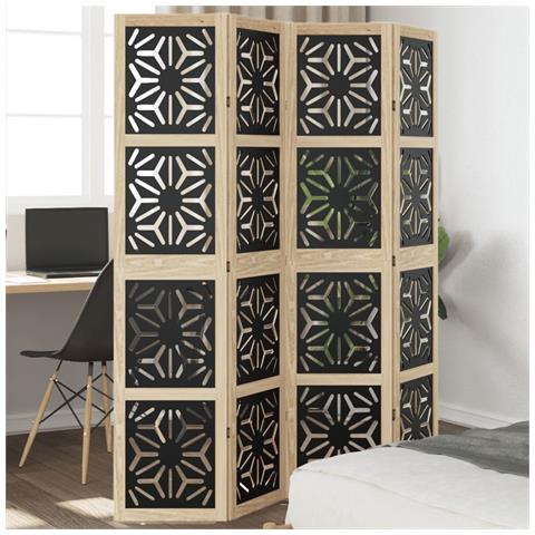 Divisorio Ambienti 4 Pannelli Marrone E Nero Massello Paulownia - Foto 1