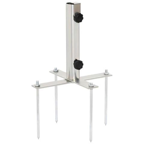 Base per Ombrellone con Picchetti per Ø32-38 Argento in Acciaio - Foto 1