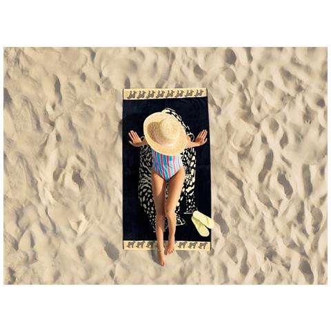 Telo Mare Jacquard Spugna Asciugamano Spiaggia Disegno Pantera Telo Mare Nero - Foto 2