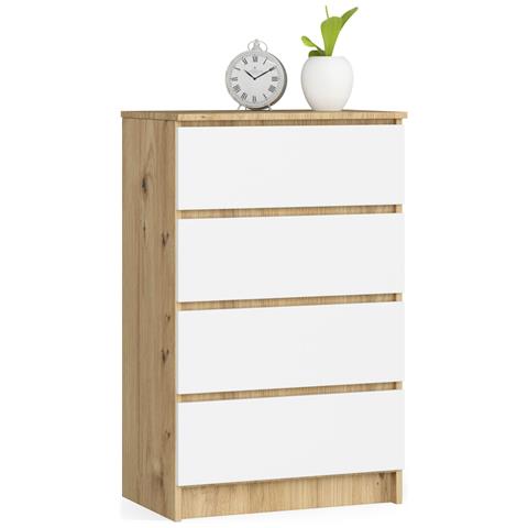Cassettiera K60, 4 cassetti, 60x40x99 cm, Colore Quercia Artisan e Bianco - Foto 1