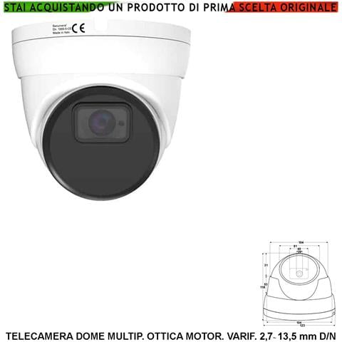 Dome Camera Multicontrollo 5mpx Night Ip67 Ottica Varifocale 2,7~13,5 Mm Day Luce Minima 0,05 Lux Per Immagine A Color - Foto 1
