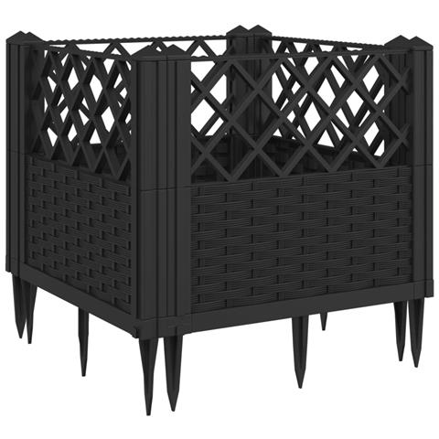 Fioriera Da Giardino Con Picchetti Nera 43,5x43,5x43,5 Cm Pp - Foto 1