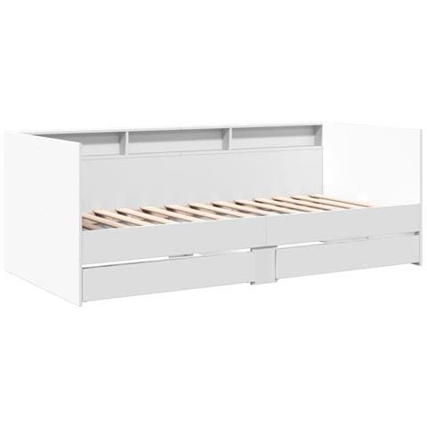 Divano Letto con Cassetti senza Materasso Bianco 90x190 cm - Foto 1