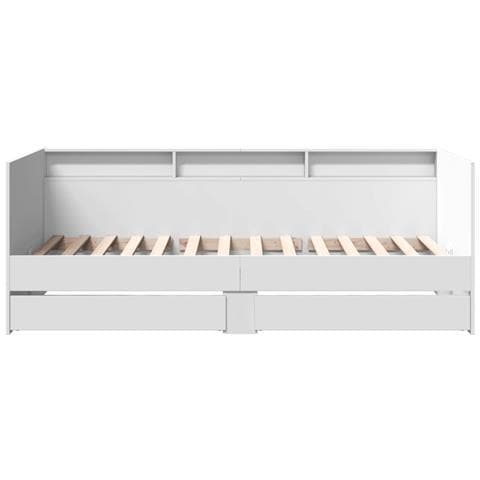 Divano Letto con Cassetti senza Materasso Bianco 90x190 cm - Foto 2