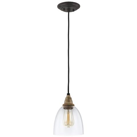 Sospensione Matrimonio Acciaio Legno Zinco Antico Vetro 1 Luce E27 D16,2cm - Foto 1