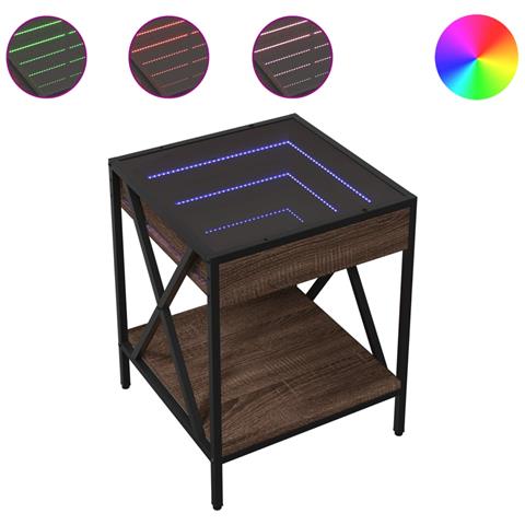 Comodino Con Led Infinity Rovere Marrone 40x40x49 Cm - Foto 2