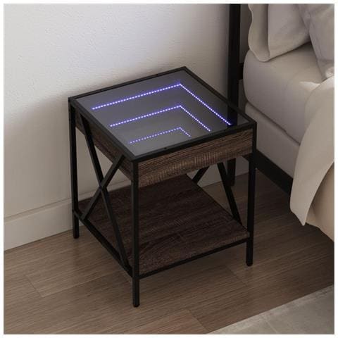 Comodino Con Led Infinity Rovere Marrone 40x40x49 Cm - Foto 1