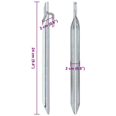 Picchetti Tenda 24 Pz A Forma Di V 24 Cm Ø20 Mm Acciaio Zincato - Foto 6